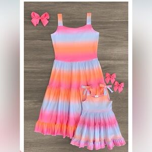 NWOT Mommy & Me Sunset Ruffle Tank Dress